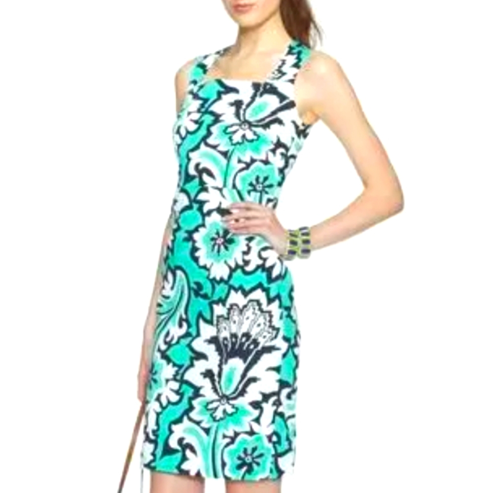 Banana Republic Milly Collection Eden Rock Printed Teal Dress